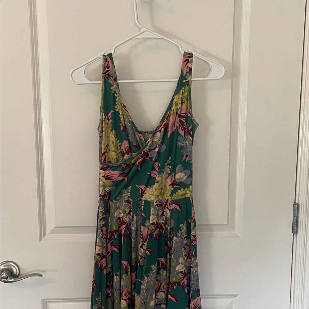 Effie's Heart Teal Floral Midi Dress SM
